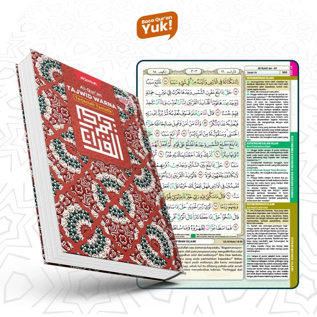 Al Quran Tajwid Warna Ukuran Besar Jumbo Terjemah Tematik Disertai Tema Ekonomi, Keuangan Syariah, dan Hadis Muamalah A4